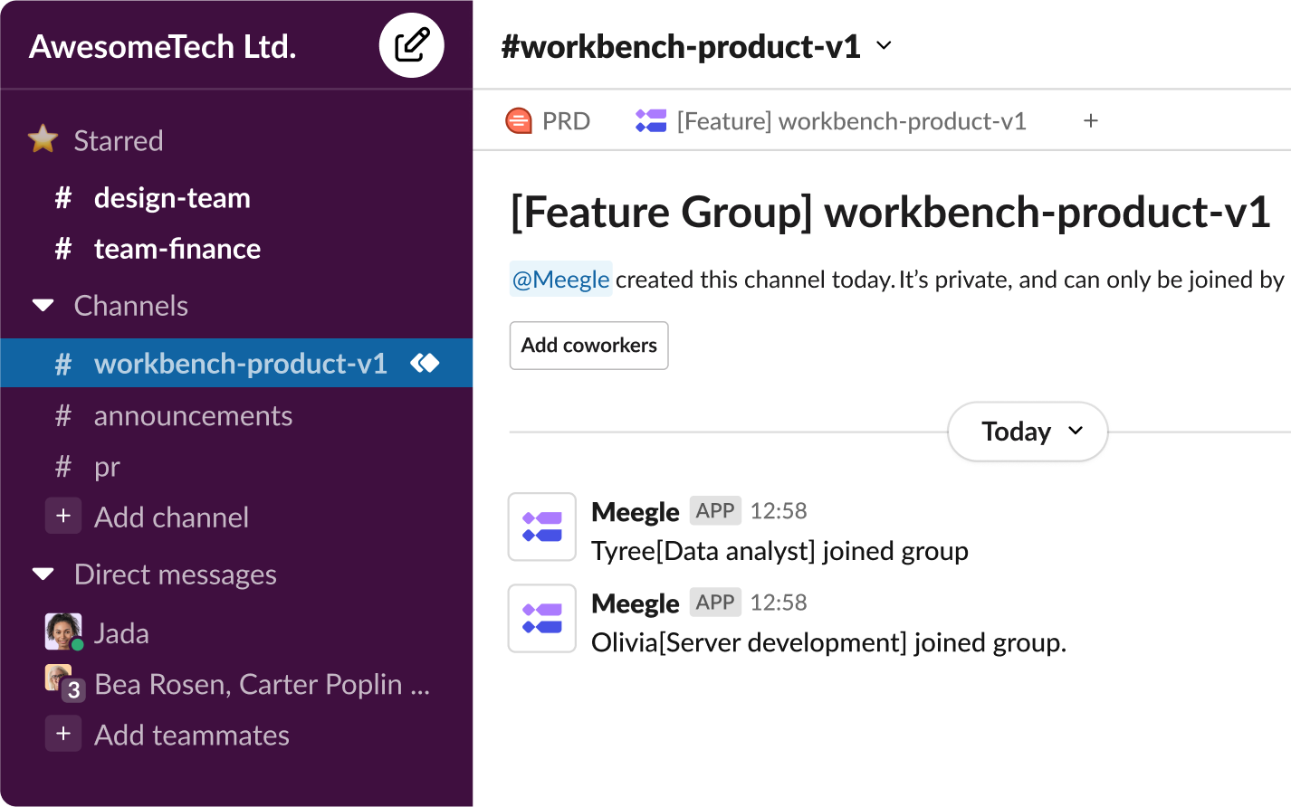 Slack channel messages